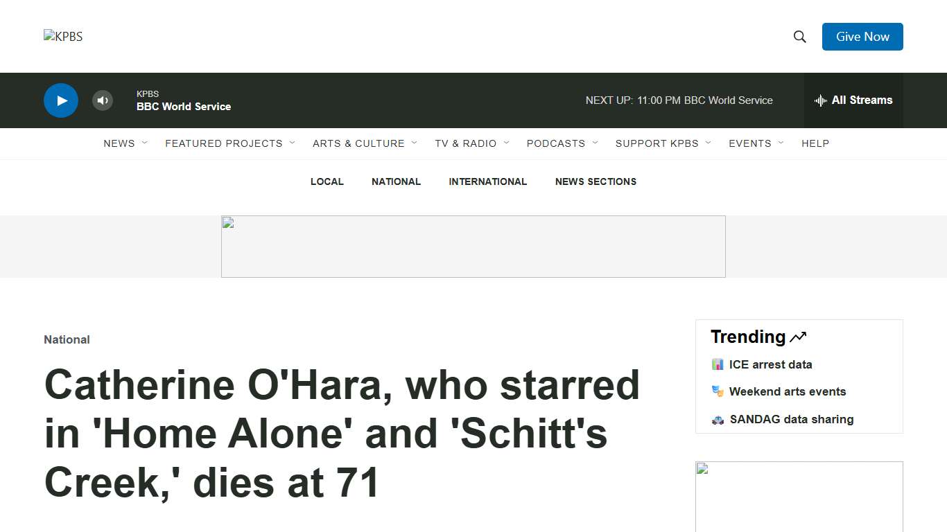 Catherine O'Hara, who starred in 'Home Alone' and 'Schitt's Creek,' dies at 71 KPBS Public Media